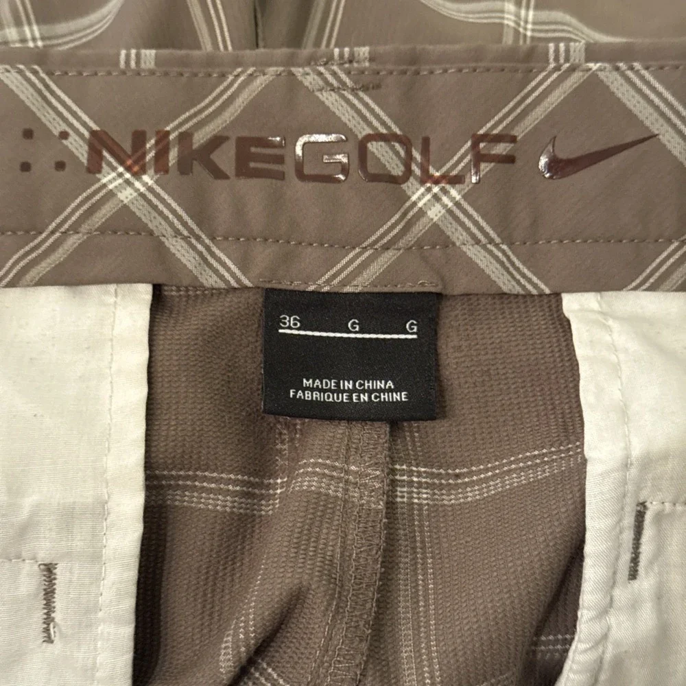 Nike Golf Shorts Men's Size 36 (Act 37) Brown Plaid Polyester /Spandex Stretch‎